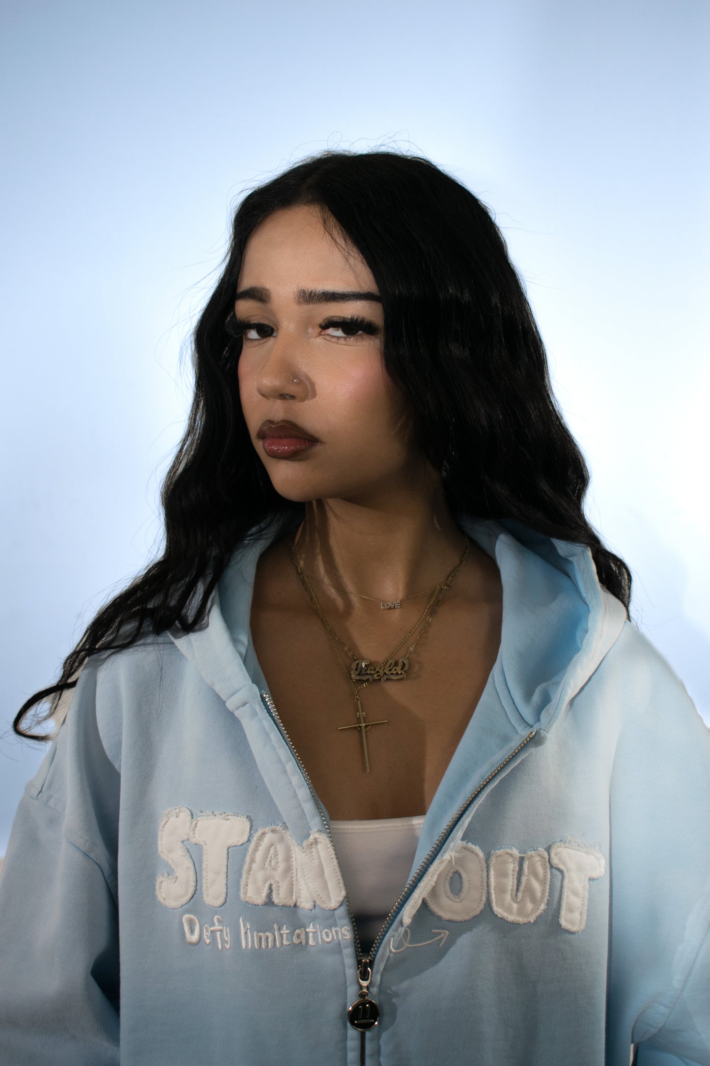 Standout 'Powder Blue' Boxy Cropped Zip-up