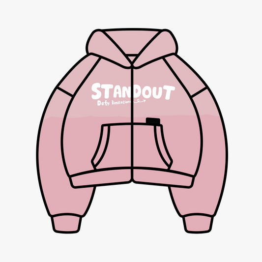 Standout 'Pink' Boxy Cropped Zip-up