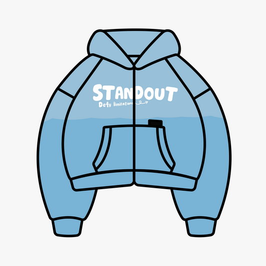 Standout 'Powder Blue' Boxy Cropped Zip-up
