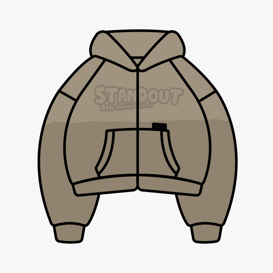 Standout 'Taupe' Boxy Cropped Zip-up